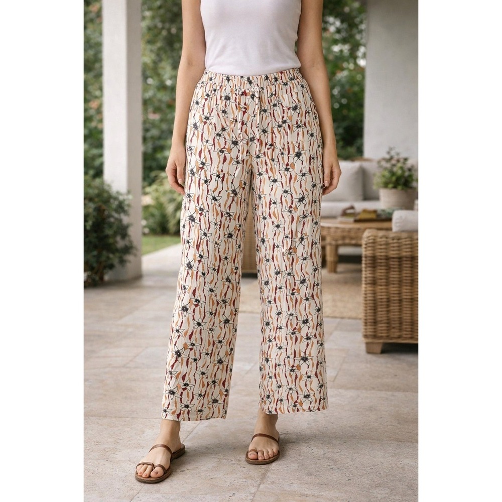 Adini Pants Women's 3X Plus Pull On Floral Boho Wide Leg‎ High Rise Viscose NWT